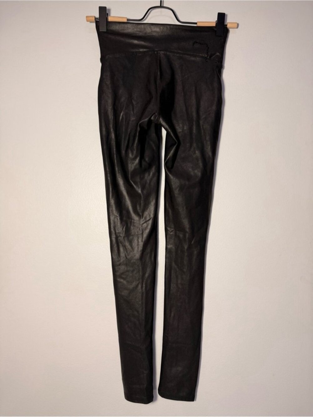 SPANX Black Faux-Leather High-Waist Leggings size XS - Picture 6 of 8